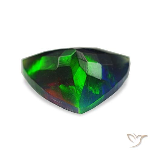 Opale noire multicolore naturelle trillion, 1,56 ct, translucide