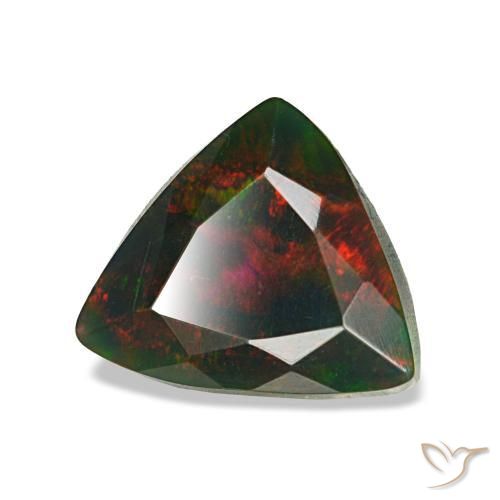 Opale noire multicolore naturelle trillion, 1,25 ct, opaque