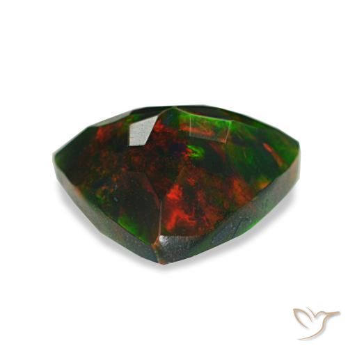 Opale noire multicolore naturelle trillion, 1,25 ct, opaque