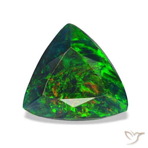 Opale noire multicolore naturelle trillion, 1,20 ct, opaque