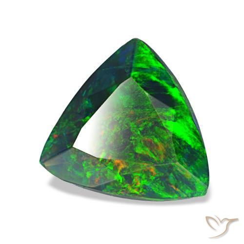 Opale noire multicolore naturelle trillion, 1,20 ct, opaque