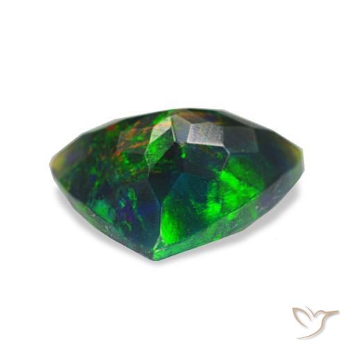 Opale noire multicolore naturelle trillion, 1,20 ct, opaque