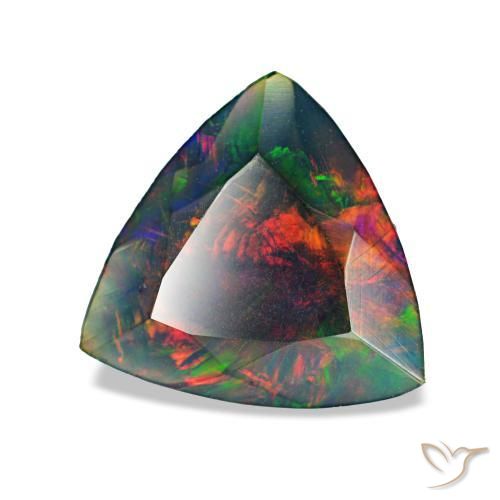 Opale noire multicolore naturelle trillion, 1,22 ct, opaque