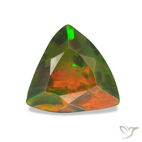 Opale noire multicolore naturelle trillion, 0,85 ct, opaque