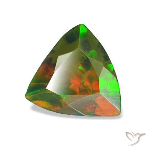 Opale noire multicolore naturelle trillion, 0,85 ct, opaque