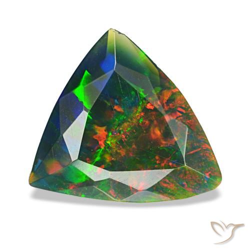 Opale noire multicolore naturelle trillion, 1,53 ct, opaque