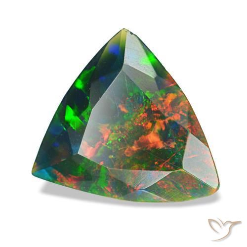 Opale noire multicolore naturelle trillion, 1,53 ct, opaque