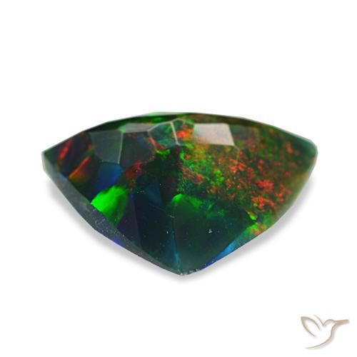 Opale noire multicolore naturelle trillion, 1,53 ct, opaque