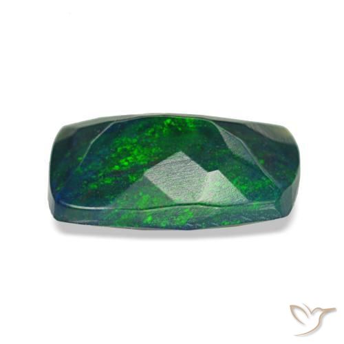 Opale noire multicolore naturelle coupe coussin, 0,90 ct, translucide
