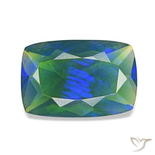 Opale noire multicolore de 1,42 ct, coussin, translucide