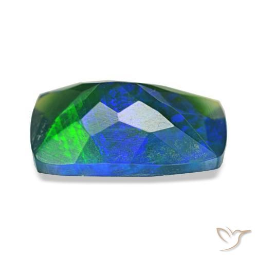 Opale noire multicolore naturelle coupe coussin, 1,42 ct, translucide
