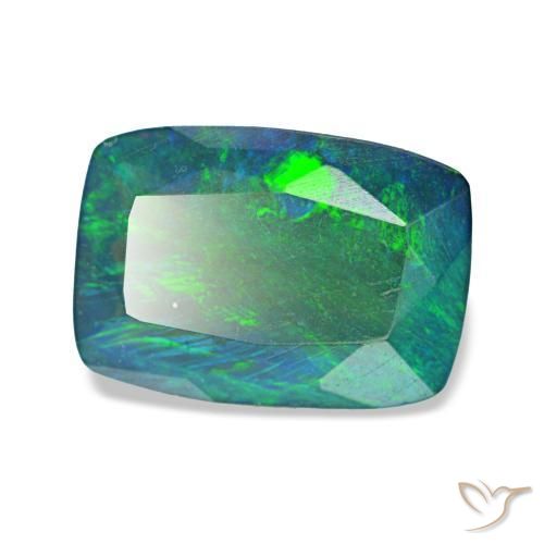 Opale noire multicolore naturelle coupe coussin, 1,49 ct, translucide