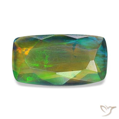 Opale noire multicolore de 1,34 ct, coussin, translucide