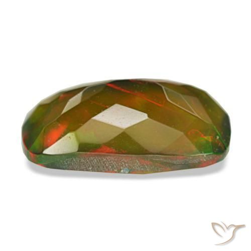 Opale noire multicolore naturelle coupe coussin, 3,41 ct, translucide