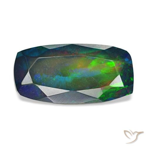 Opale noire multicolore de 1,84 ct, coussin, translucide