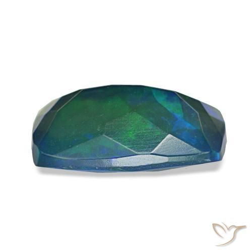 Opale noire multicolore naturelle coupe coussin, 1,29 ct, translucide