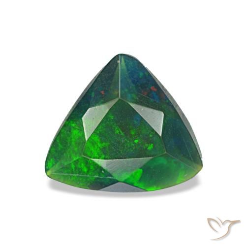 Opale noire multicolore naturelle trillion, 0,57 ct, translucide