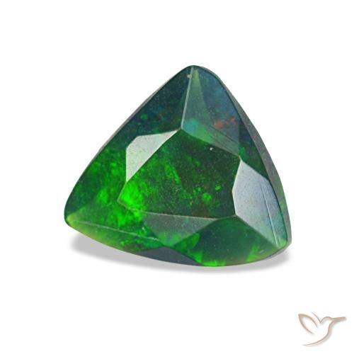 Opale noire multicolore naturelle trillion, 0,57 ct, translucide