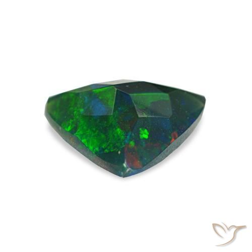 Opale noire multicolore naturelle trillion, 0,57 ct, translucide