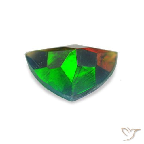 Opale noire multicolore naturelle trillion, 0,77 ct, translucide