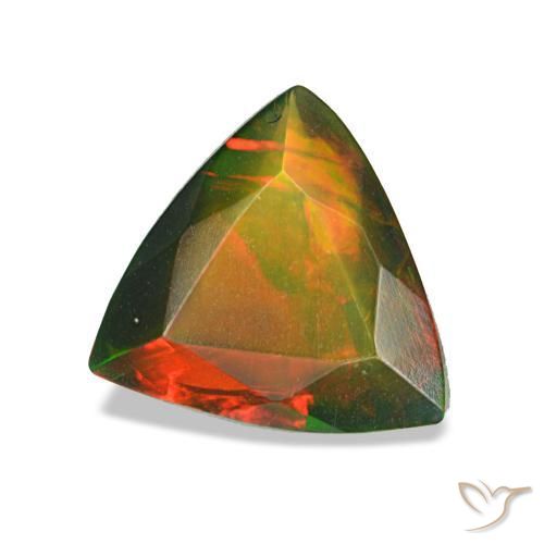 Opale noire multicolore naturelle trillion, 0,89 ct, translucide