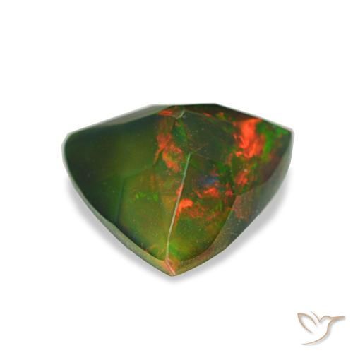 Opale noire multicolore naturelle trillion, 0,89 ct, translucide