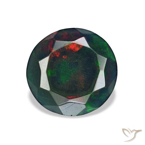 Opale noire multicolore naturelle coupe roude, 0,97 ct, opaque