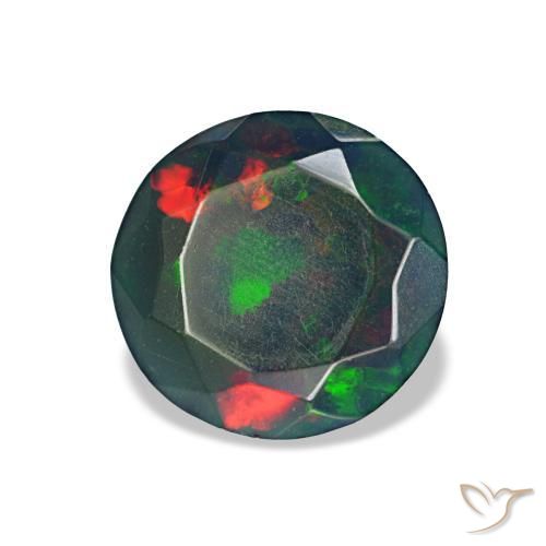 Opale noire multicolore naturelle coupe roude, 0,97 ct, opaque