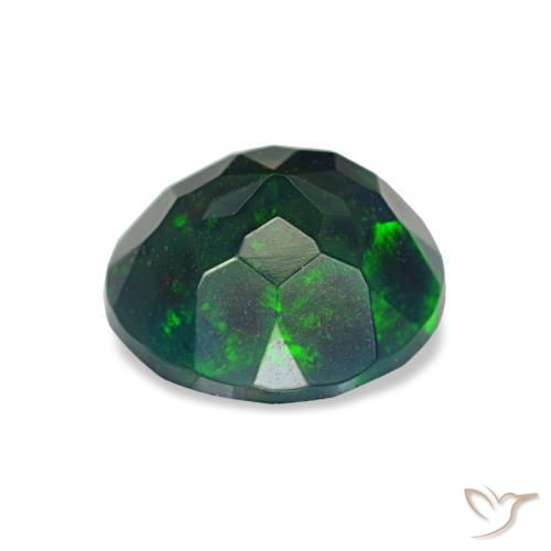 Opale noire multicolore naturelle coupe roude, 0,97 ct, opaque