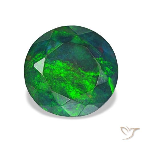 Opale noire multicolore naturelle coupe roude, 1,86 ct, opaque