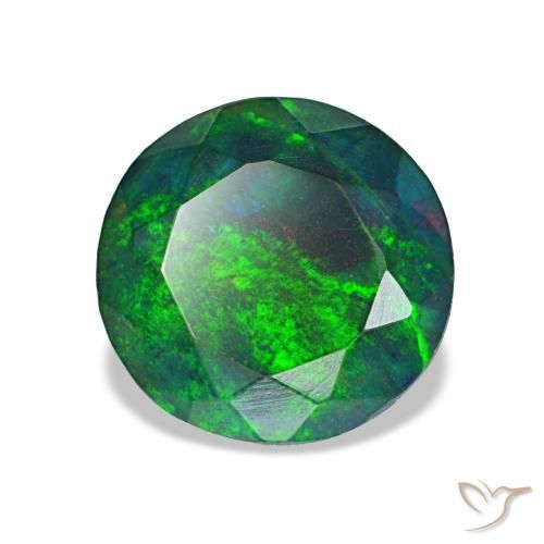 Opale noire multicolore naturelle coupe roude, 1,86 ct, opaque