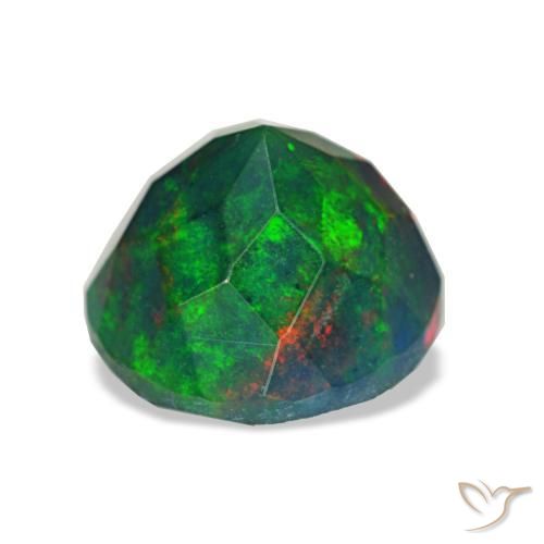 Opale noire multicolore naturelle coupe roude, 1,86 ct, opaque