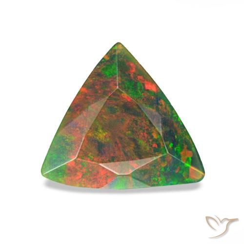 Opale noire multicolore de 0,59 ct, trillion, opaque