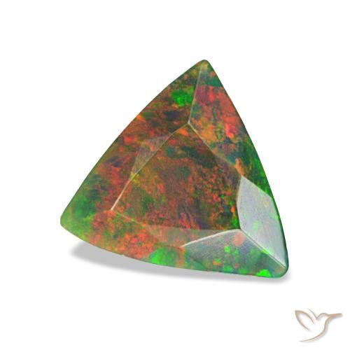 Opale noire multicolore naturelle trillion, 0,59 ct, opaque