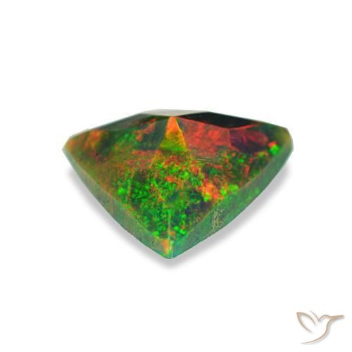 Opale noire multicolore naturelle trillion, 0,59 ct, opaque