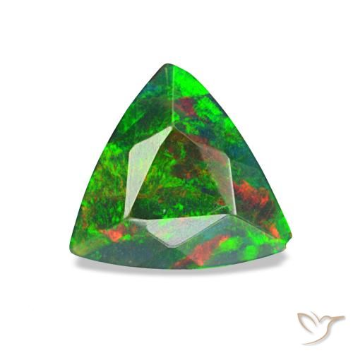 Opale noire multicolore naturelle trillion, 0,59 ct, opaque