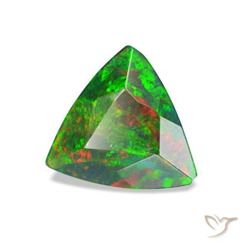 Opale noire multicolore naturelle trillion, 0,59 ct, opaque