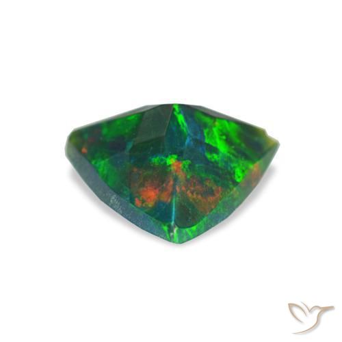 Opale noire multicolore naturelle trillion, 0,59 ct, opaque