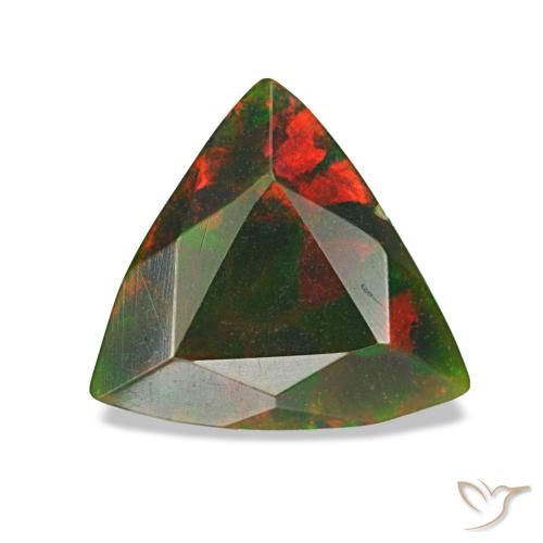 Opale noire multicolore naturelle trillion, 1,34 ct, opaque