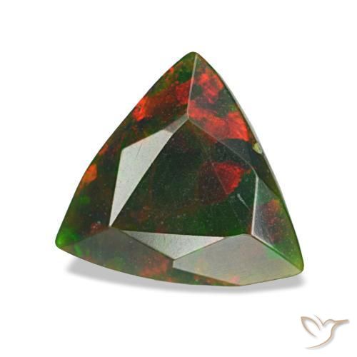 Opale noire multicolore naturelle trillion, 1,34 ct, opaque