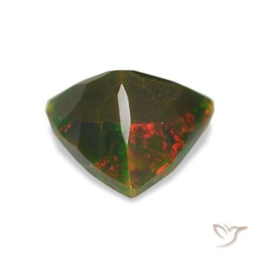 Opale noire multicolore naturelle trillion, 1,34 ct, opaque