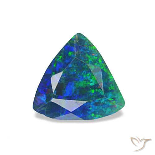 Opale noire multicolore naturelle trillion, 0,49 ct, opaque