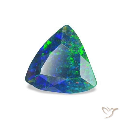 Opale noire multicolore naturelle trillion, 0,49 ct, opaque