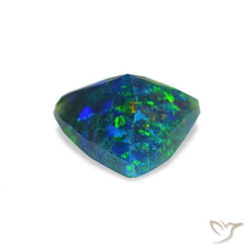 Opale noire multicolore naturelle trillion, 0,49 ct, opaque