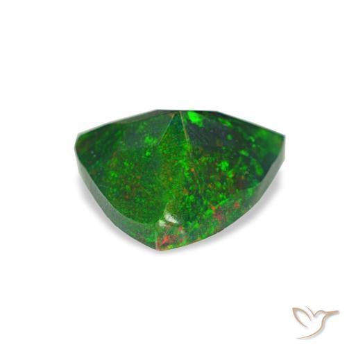 Opale noire multicolore naturelle trillion, 0,68 ct, opaque