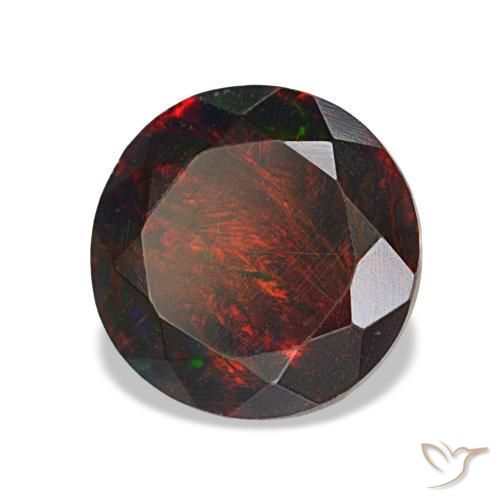 Opale noire multicolore naturelle coupe roude, 1,62 ct, opaque