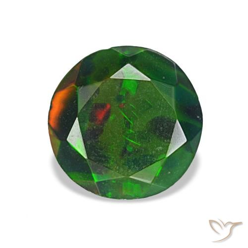 Opale noire multicolore naturelle coupe roude, 1,04 ct, opaque
