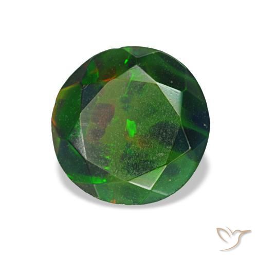 Opale noire multicolore naturelle coupe roude, 1,04 ct, opaque