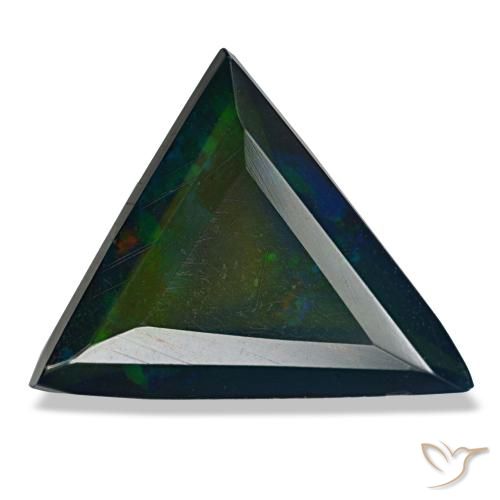 Opale noire multicolore naturelle trillion, 3,13 ct, translucide