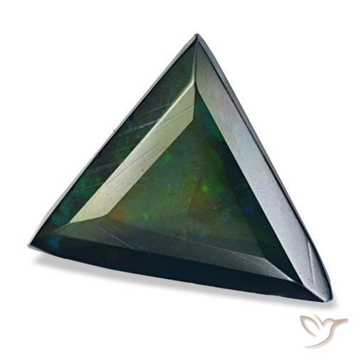 Opale noire multicolore naturelle trillion, 3,13 ct, translucide